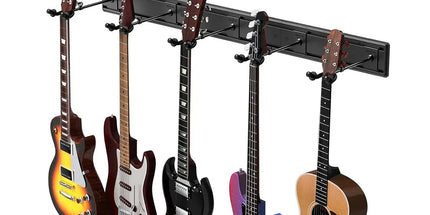 5 Hangers Guitar Wall Stand with Adjustable Aluminium Alloy Rail Black Tyack eCommerce Solutions