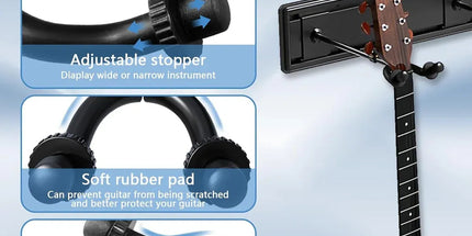 5 Hangers Guitar Wall Stand with Adjustable Aluminium Alloy Rail Black Tyack eCommerce Solutions
