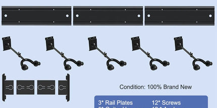 5 Hangers Guitar Wall Stand with Adjustable Aluminium Alloy Rail Black Tyack eCommerce Solutions