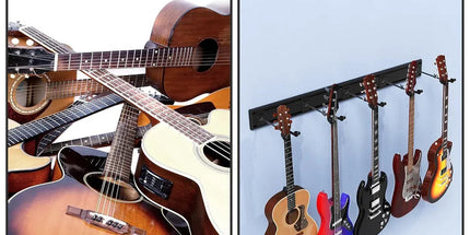 5 Hangers Guitar Wall Stand with Adjustable Aluminium Alloy Rail Black Tyack eCommerce Solutions