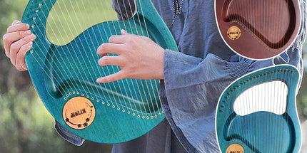 Solid Wood Veneer Laiya 24-String Harp Basic Model Beginner Music Instrument - Emerald Green