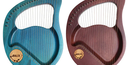 Solid Wood Veneer Laiya 24-String Harp Basic Model Beginner Music Instrument - Emerald Green