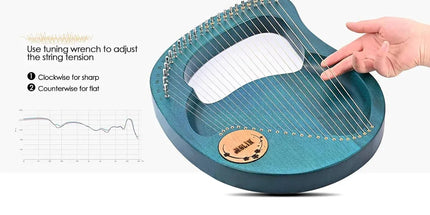 Solid Wood Veneer Laiya 24-String Harp Basic Model Beginner Music Instrument - Emerald Green