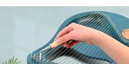 Solid Wood Veneer Laiya 24-String Harp Basic Model Beginner Music Instrument - Emerald Green