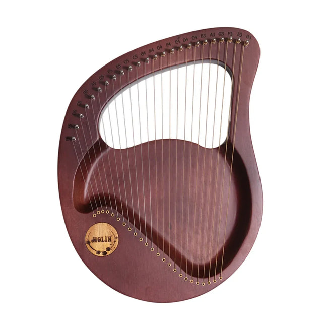 Solid Wood Veneer Laiya 24-String Harp Basic Model Beginner Music Instrument - Purple Red