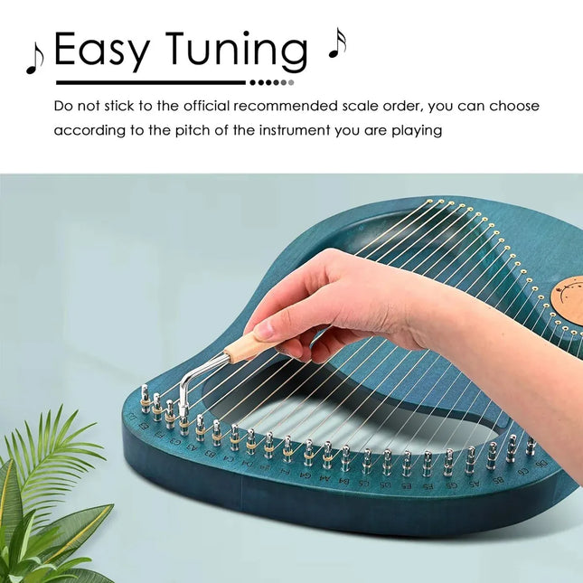 Solid Wood Veneer Laiya 24-String Harp Basic Model Beginner Music Instrument - Purple Red