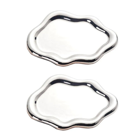 2PCS Luxury Ceramic Jewelry Display Tray Organizer Plate Storage Large Decor
