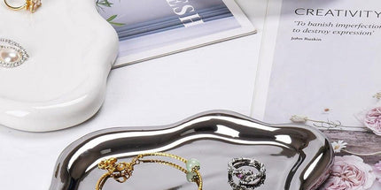 2PCS Luxury Ceramic Jewelry Display Tray Organizer Plate Storage Large Decor