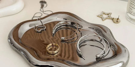 2PCS Luxury Ceramic Jewelry Display Tray Organizer Plate Storage Large Decor
