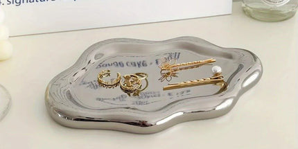 2PCS Luxury Ceramic Jewelry Display Tray Organizer Plate Storage Large Decor