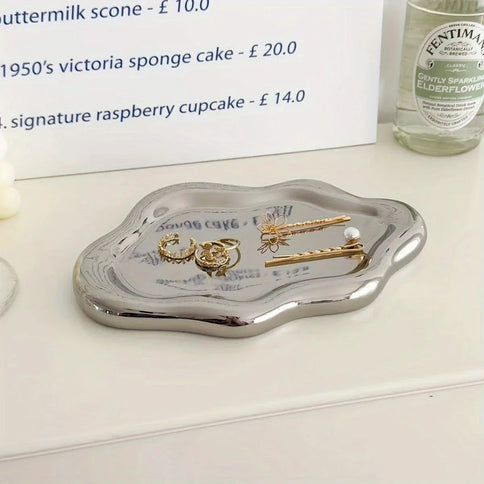 2PCS Luxury Ceramic Jewelry Display Tray Organizer Plate Storage Large Decor