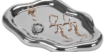 2PCS Luxury Ceramic Jewelry Display Tray Organizer Plate Storage Large Decor