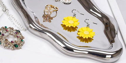 2PCS Luxury Ceramic Jewelry Display Tray Organizer Plate Storage Large Decor