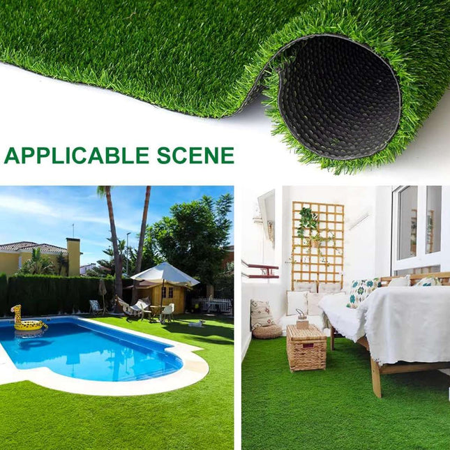 Artificial Synthetic Grass Lawn Realistic Fake Turf Garden Outdoor Decor Set - 1cm