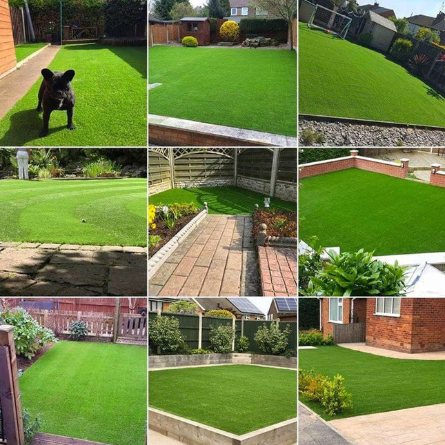 Artificial Synthetic Grass Lawn Realistic Fake Turf Garden Outdoor Decor Set - 1cm
