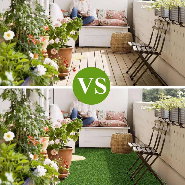 Artificial Synthetic Grass Lawn Realistic Fake Turf Garden Outdoor Decor Set - 2cm