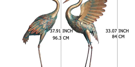 2PCS Metal Crane Statue Decoration Rustproof for Home Garden Patio Yard Ornament