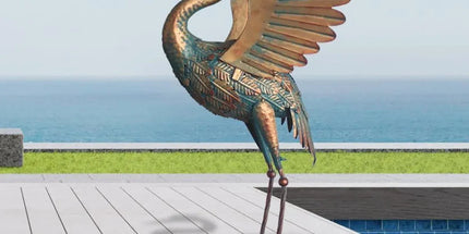 2PCS Metal Crane Statue Decoration Rustproof for Home Garden Patio Yard Ornament