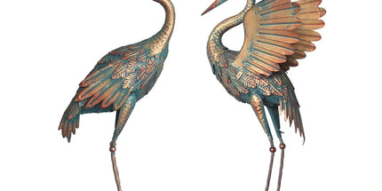 2PCS Metal Crane Statue Decoration Rustproof for Home Garden Patio Yard Ornament