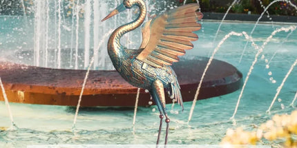 2PCS Metal Crane Statue Decoration Rustproof for Home Garden Patio Yard Ornament