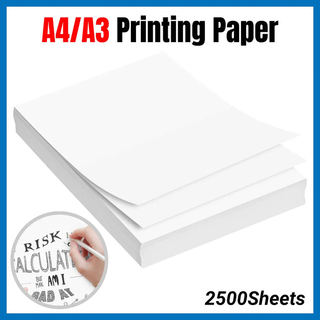 2500 Sheets A4/A3 Printing Paper Premium White No Ghosting for Home Office Use - A3