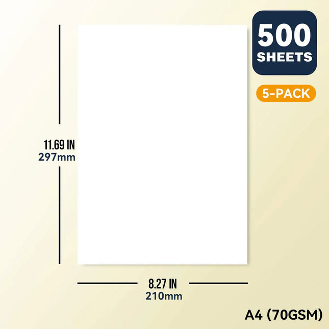 2500 Sheets A4/A3 Printing Paper Premium White No Ghosting for Home Office Use - A3