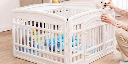 White Indoor Pet Playpen with Gate 91 x 91 x 60 cm - 1 Piece Tyack eCommerce Solutions