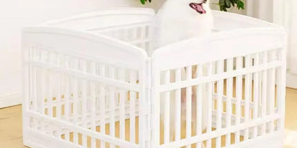 White Indoor Pet Playpen with Gate 91 x 91 x 60 cm - 1 Piece Tyack eCommerce Solutions