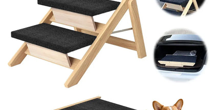 Outdoor Indoor Portable Wooden Pet Stairs Dog Cat Climbing Ladder Non Slip Play