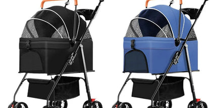 Foldable 2 in 1 Pet Stroller for Outdoor Travel Outing Lightweight Pet Carrier - Blue