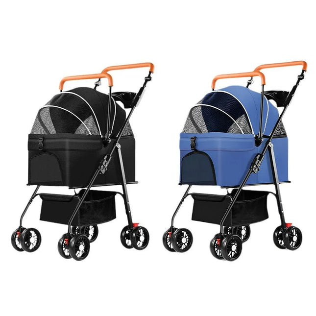 Foldable 2 in 1 Pet Stroller for Outdoor Travel Outing Lightweight Pet Carrier - Blue