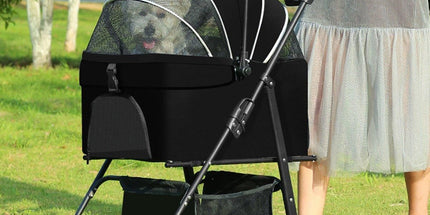 Foldable 2 in 1 Pet Stroller for Outdoor Travel Outing Lightweight Pet Carrier - Blue