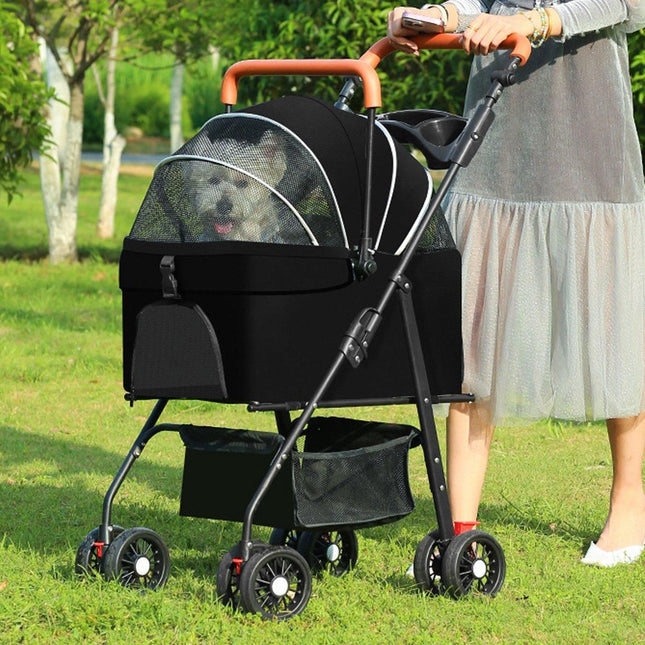 Foldable 2 in 1 Pet Stroller for Outdoor Travel Outing Lightweight Pet Carrier - Blue