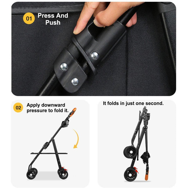 Foldable 2 in 1 Pet Stroller for Outdoor Travel Outing Lightweight Pet Carrier - Blue