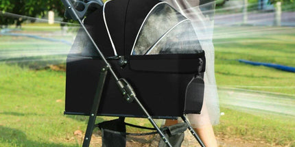 Foldable 2 in 1 Pet Stroller for Outdoor Travel Outing Lightweight Pet Carrier - Blue