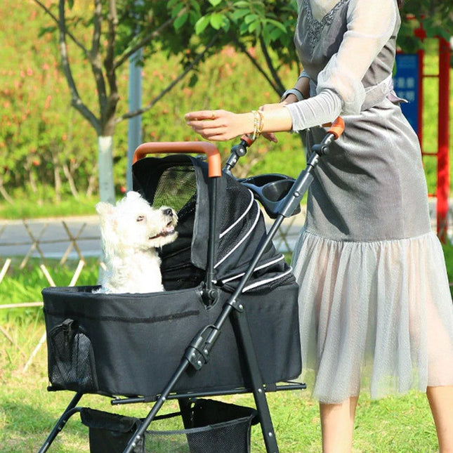 Foldable 2 in 1 Pet Stroller for Outdoor Travel Outing Lightweight Pet Carrier - Blue