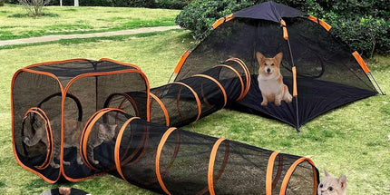 4pcs Outdoor Pet Enclosure Dog Cat Folding Tunnel Italian Combination Tent