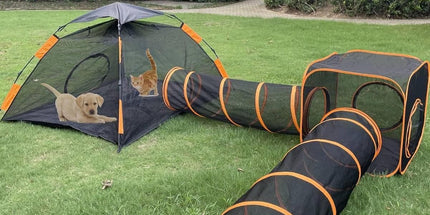 4pcs Outdoor Pet Enclosure Dog Cat Folding Tunnel Italian Combination Tent