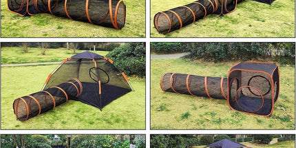 4pcs Outdoor Pet Enclosure Dog Cat Folding Tunnel Italian Combination Tent
