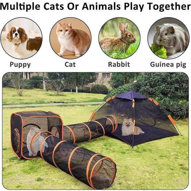 4pcs Outdoor Pet Enclosure Dog Cat Folding Tunnel Italian Combination Tent