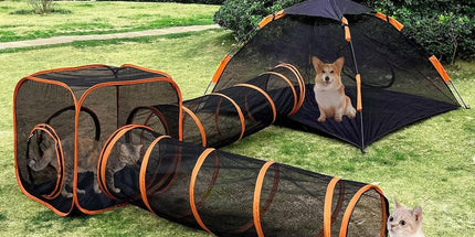 4pcs Outdoor Pet Enclosure Dog Cat Folding Tunnel Italian Combination Tent