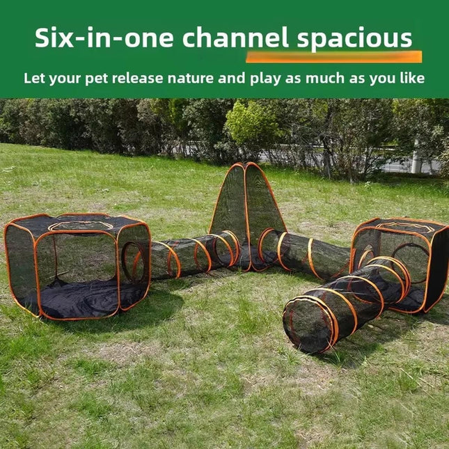 6pcs Outdoor Pet Play Tunnel Folding Cat and Dog Pen Playpen for Pets Indoor
