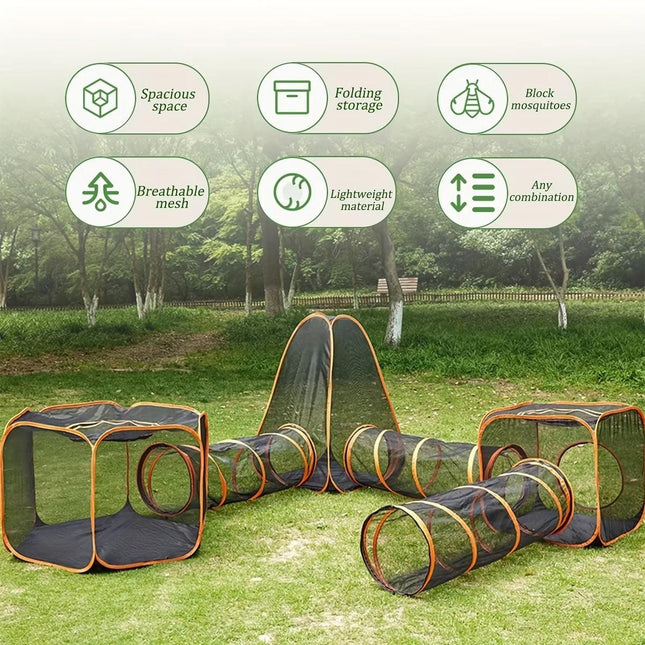6pcs Outdoor Pet Play Tunnel Folding Cat and Dog Pen Playpen for Pets Indoor