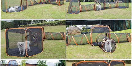 6pcs Outdoor Pet Play Tunnel Folding Cat and Dog Pen Playpen for Pets Indoor