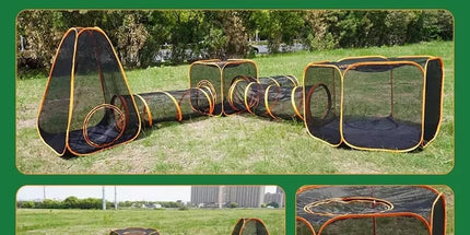 6pcs Outdoor Pet Play Tunnel Folding Cat and Dog Pen Playpen for Pets Indoor