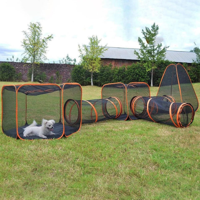 6pcs Outdoor Pet Play Tunnel Folding Cat and Dog Pen Playpen for Pets Indoor