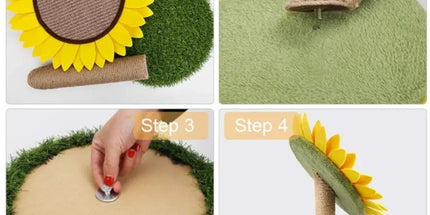 Sunflower Shaped Cat Scratcher Cat Tree Non-Shedding Durable Cardboard Material