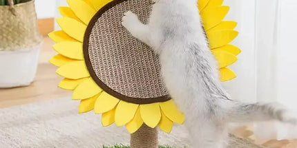 Sunflower Shaped Cat Scratcher Cat Tree Non-Shedding Durable Cardboard Material