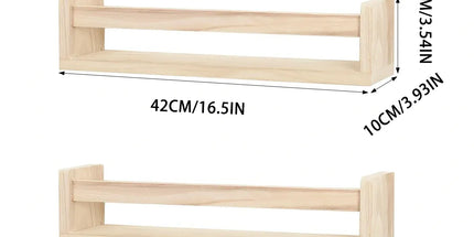 2PCS Solid Wood Wall Mounted Shelf Sturdy Durable Easy Installation Home Decor
