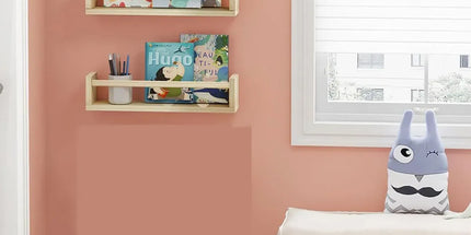 2PCS Solid Wood Wall Mounted Shelf Sturdy Durable Easy Installation Home Decor